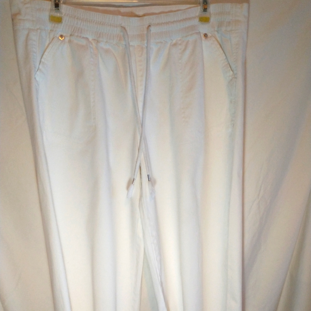 Jolt Wide Leg White Cotton Pants